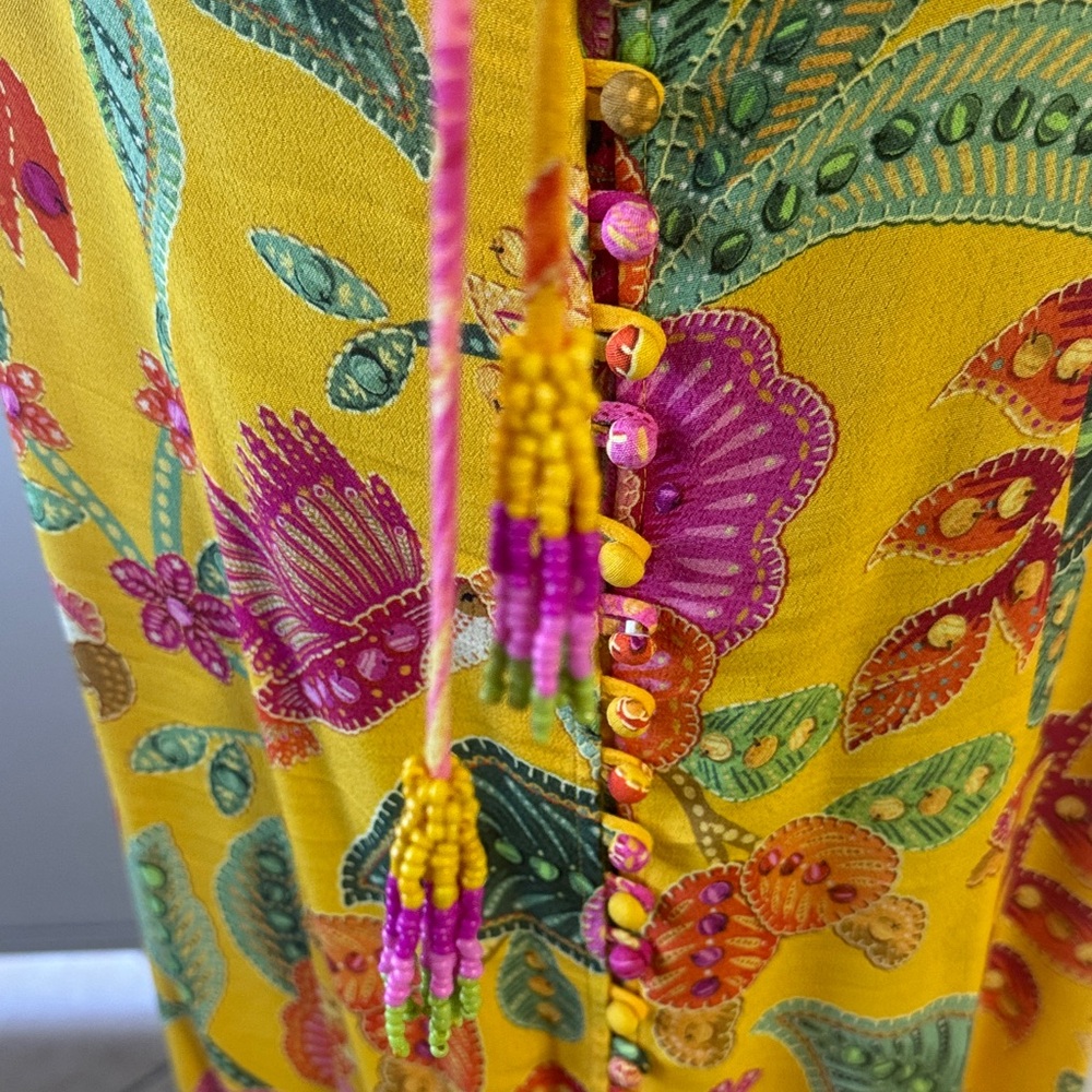 FARM Rio Yellow Floral Maxi Dress with Pink & Green Print - Picture 2 of 8